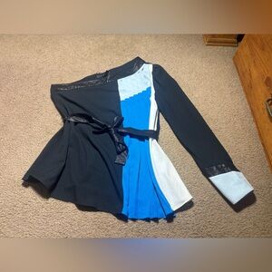 BCBGMAXAZRIA color-block pleated One Shoulder Blouse womens Soze Small NWT